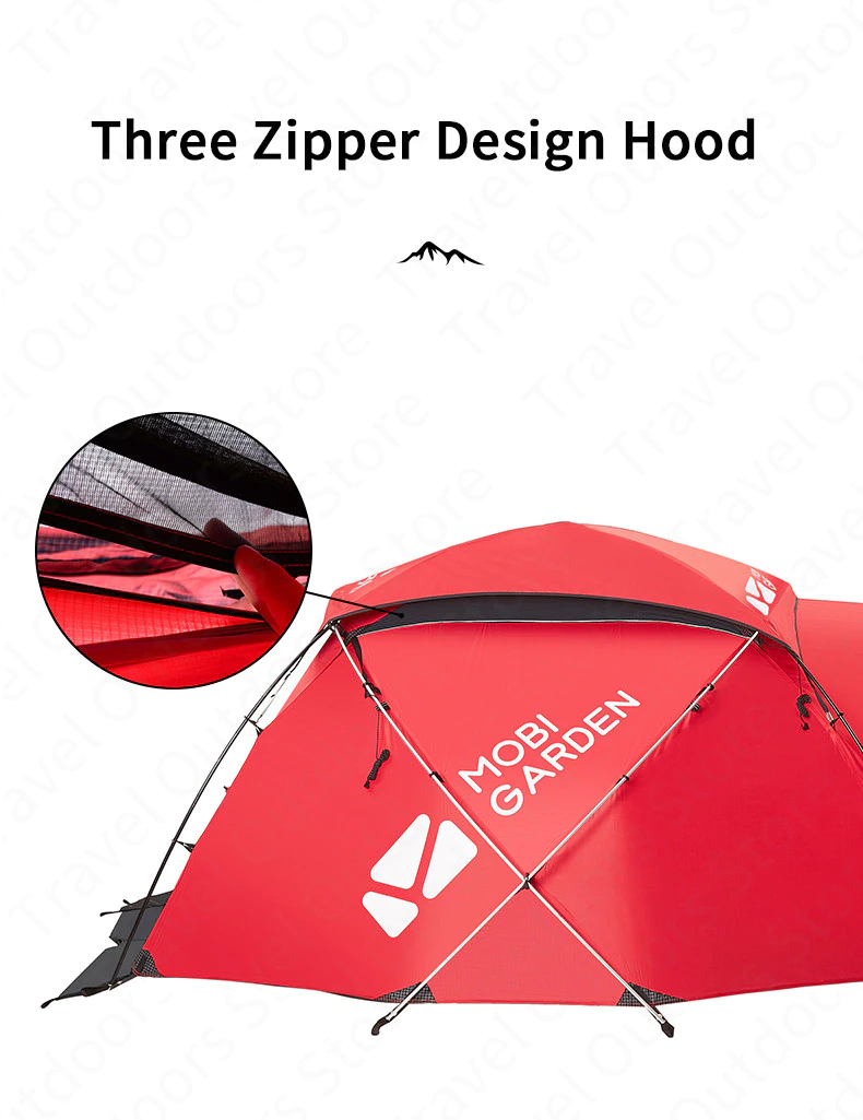Cheap Goat Tents MOBI GARDEN High Altitude Snowproof Tent 50D Polyester DAC Pole Thickening Snowproof Professional Tent 2 3 Person Camping Tent Tents 